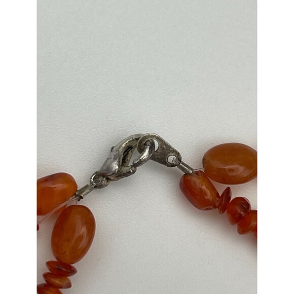 Orange Assorted Shape Beads Necklace Metal Flower Center Pendant 18" - Picture 5 of 6